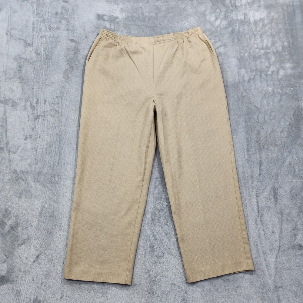 Vintage Alfred Dunner Pants Womens 18 Beige Pull On High Rise Tapered Ankle